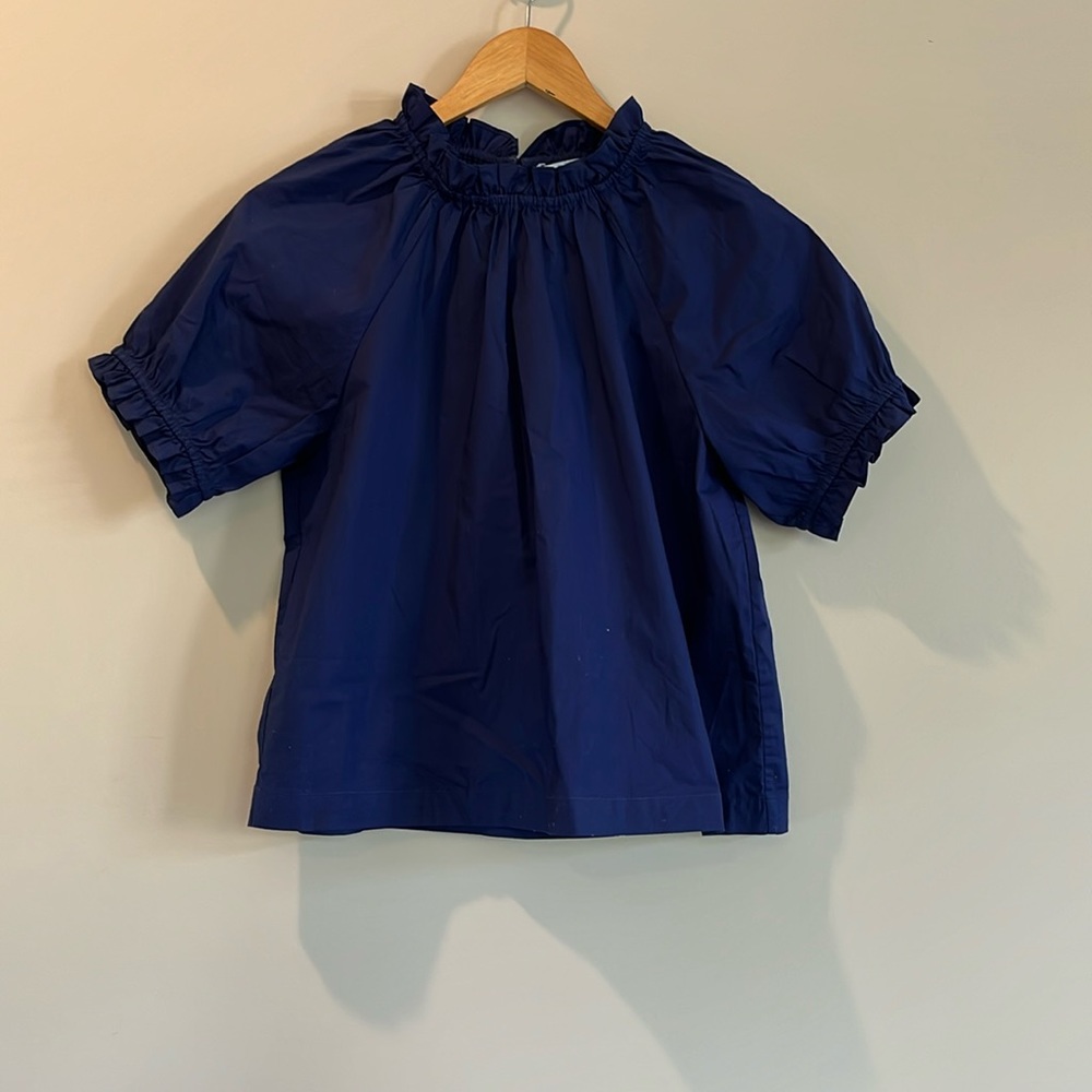 Hill House Navy Ruffle Top